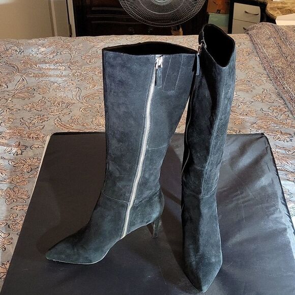 NINE WEST LONG BLACK SUEDE KNEE BOOT - Picture 4 of 16